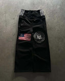 Waist New Trendy Broad Leg Trousers New Letter Embroidery Street Style Fashion
