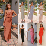 Zingj Years Of New New Temperament Elegant One Shoulder Pure Color Southeast Asian Style Breast A Word Skirt