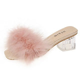 Slippers Women's Hairy Cool Drag Crystal Coarse And Net Red Summer Fashion Wear Half-Dragging Women's