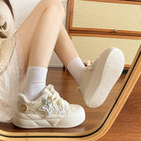 White Shoes Women 2025 Autumn And Winter New Cute Star Thick-Solled Round Bread Shoes Women With Big Head