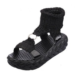 Thick-Soled Soft-Soled Toe-Ss Cake Thick-Soled Sandals Comfortable Knitted Knitted Roman Shoes