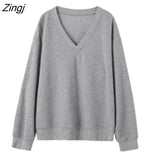 Women Chic Loose Long Sleeve Basic Autumn Ladies Clothing Korean Fashion Outerwear V-neck Female Streetwear