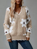And Winter New Lace V-Neck Marinde Jersey Casual