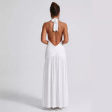 Zingj Ins Dress Spring And Summer Sexy Hot Girl Tie V Neck Tie Open Back Slit Stylish Temperament