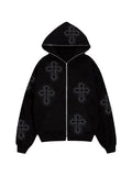 up hoodie with rhinestone cross