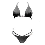 Zingj Style Bikini Sexy Crystal Diamond Split Swimsuit Female Solid Color Strap 2023