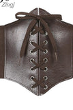 Gothic Dark Lace Up Crop Top Women Corset Belt Slim Cummerbunds PU Leather Top Harness Bustier Tops To Wear Out