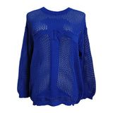 Zingj Smock Hollow Out Long Sleeve Knit Sweater Female Pure Color Versatile Loose Lazy Lazy Wind