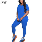 Two Piece Sets Women Summer Casual Loose Pullover Top And Pants Set Plus Clothing Matching Set