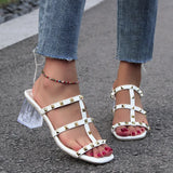 Rivet Sandals Women Wear 2025 New Coarse And Stylish Square Roman Cool Slippers