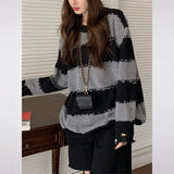 Early Autumn Sweater Long-Sleeved Striped Sweater Languid Sweater Languid Collar Knitted