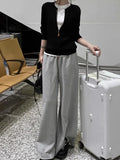 Niche Thin Temperament Zipper Loose Knitted Jersey Spring And Autumn Black Coat