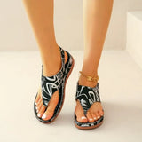 Large-Size New Word Sandals Women's National Style Embroidery After Buckle And Sloping Trendy Sandals