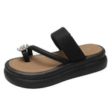 Toe Diamond Slippers Female 2025 Summer New Korean Version Fashion Leisure Thick Bottom One Word Outside Wear