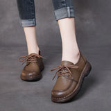 Leather Soft Soles Casual Small Leather Shoes Autumn New Comfortable With Cow Leather Single Shoes Retro Women's Shoes Thick