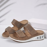 Spring And Summer New Women's Leisure Large-Size Water Drill Slope And Comfortable Air Cushion Slippers