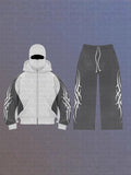 Street Color Double Hat Design Letter Hooded Cardigan Autumn And Winter Loose Y2K Sweater