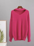 Autumn And Winter Ultra-Soft V-Neck Imitation Marinish Sweater Female Lazy Style Loose Knitted