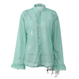 Women's Clothing Explosion Long-Sleeved Hair-Collar Single Buckle