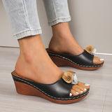 Flowers With Thick Background Slippery Slippers Women 24 Summer New External Slope And Pure Color Cold