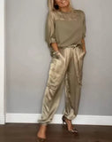 Fashion Lady Smooth Sleeve Half-Sleeveed Trompack Two-Piece