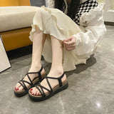 Roman Sandals In The Summer Of 2025, Women's Thick-Bottomed Fashion Fairy Wind Soft-Soled Students Anti-Slip Beach