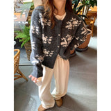 Vintage Fair Island Jace Sweater Women's Autumn/Winter New Lazy Wind Heavy Industry Snowflake Short Cardigan T-Shirt