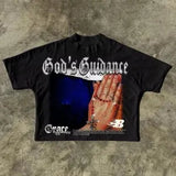 Cool Boy New Prayer Hand-Printing T-Shirt Five-Sleeved