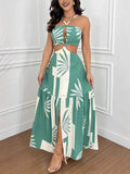 Women's Clothing New Hanging Neck Chest Casual Geometric Pattern Hollow Dress