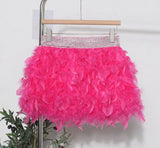 Real Shooting Feather Dress Small Pony Short Skirt Birthday Dress Dress Princess Short Dress