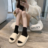 Fur Slippers Women's New Autumn 2025 Candy Flat Bottom Thick Bottom Wear Fashion