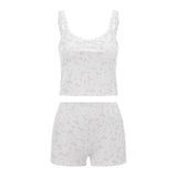 New Spring And Summer Sexy Small Sling Lace Side Shorts Set Print Street Fashion Babes