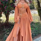 Explosive Women's Exotic Style Tective Chest Long Sleeve Dress Half-Dress