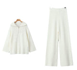 Women's INS Burst Street Style Loose-Fitting Collar High-Waisted Trousers Knitted Sweater