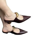 Women's Summer New Pointed Head Pure Color Korean Version Of Fashion Casual Wear Lady Brown Cool