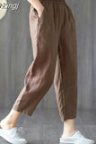 Pants Women Summer Harem Cotton Linen Solid 5-color Womens Trousers Elegant Thin Loose All-match Leisure Simple Chic