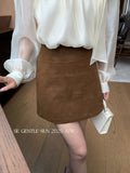 Xixi 13 Line 2025 Autumn White Standard Commuter Thin High-Waist Temperament PU Short Leather Skirt Women