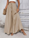 Spring And Summer New Loose Casual Women's Clothing Tight High Waist Tie With Broad Legs