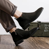 2025 New Youth Pointed Head Big Head Help Low Tube Anti-Villy Skin Thick Bottom Fashion Men's Martin Boots