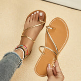 Flat-Bottomed Toe Slippers Women Round Head Light Clip Beach Cool Slippers