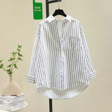 Cotton Thin Striped Shirt Women Long Sleeve Fashion Korean Casual Loose Shirt Women Wear