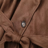 And Winter Women's Retro Loose Long-Sleeved Belt Double Buckle Wind