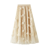 Yarn Embroidery Heavy Industry Half-Body Skirt Large-Size Dress 2025 Spring New A Word High-Waist Long Skirt