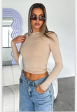 Spring And Summer Women's New Solid Color Collar Repair Shirt Long-Sleeved T-Shirt