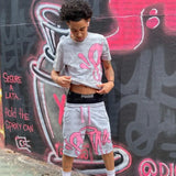 Letter Print Loose Short-Sleeved Top Street Hip-Hop Men And Women T-Shirt Shorts