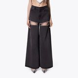 Zingj Design Sense Set Diamond Wide Leg Pants Spring 2024 New Fashion High Waist Nail Bead High Sense Jeans