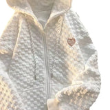 Zingj Early Autumn New Hoodie Female Loose Waffle Korean Version Of Versatile Design Sense Long Sleeve Cardigan