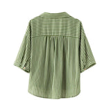 Women's 2025 Summer New Linen-Blend Striped Shirt Wide-Legged Trousers