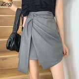 Women Summer A-line Asymmetrical Irregular Chic Elegant Womens Mini Skirt Slender Korean Style New Stylish Vintage