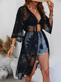 Summer New High-End French Resort Style Design Embroidery Loose V-Neck Solid Color Niche Sunscreen Shirt